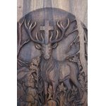 Svatý Hubert - reliéf z ořechového dřeva 60x40cm